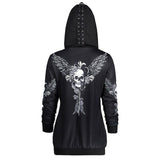 Skull Print Hoodie Long