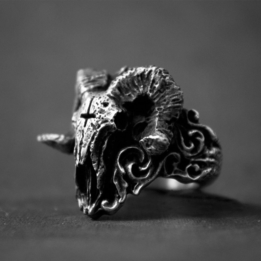 Punk Gothic Satanic Demon Sorath Skull Ring Men