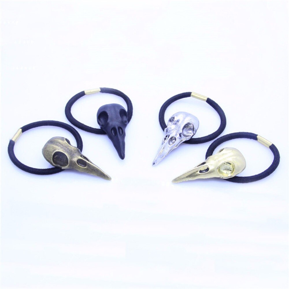 Punk Hair Tie Gothic Raven Skull Elastic