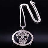 Skull Crystal Stainless Steel Necklace Women