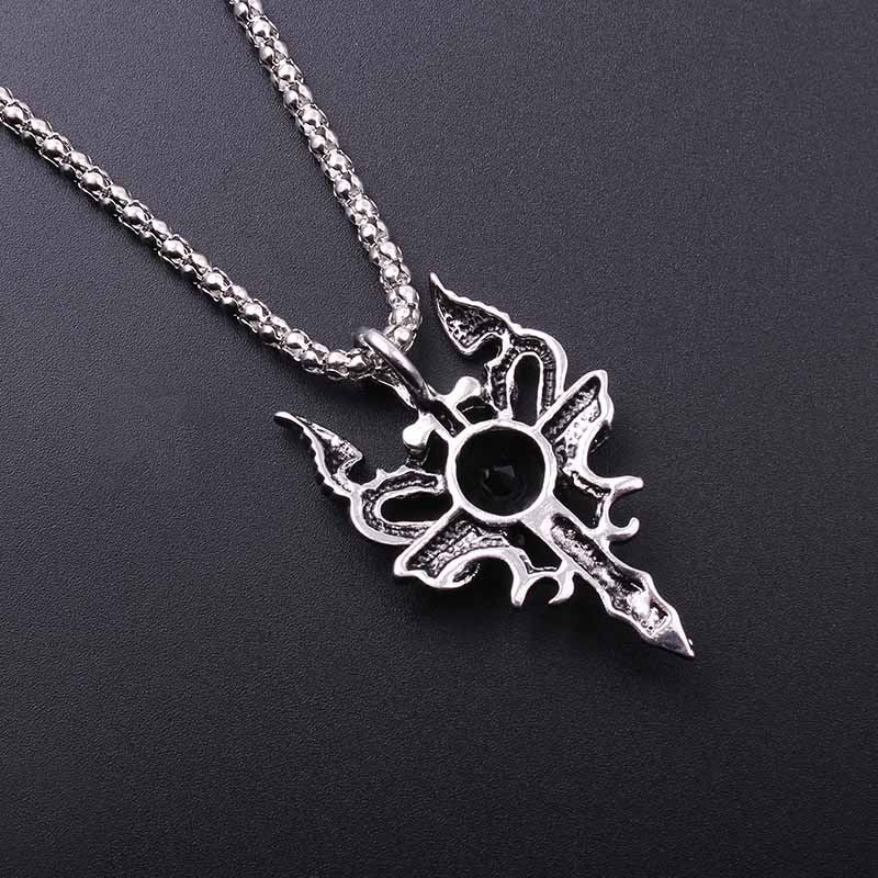 Double Dragon Cross Pendant Necklace Jewelry