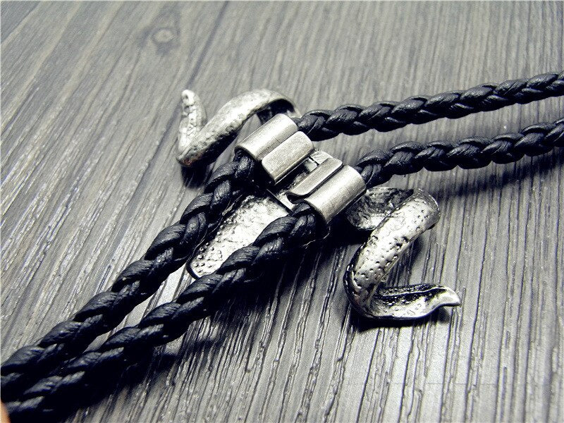 Chain Sheep Head Leather Necklace Long Tie Pendant