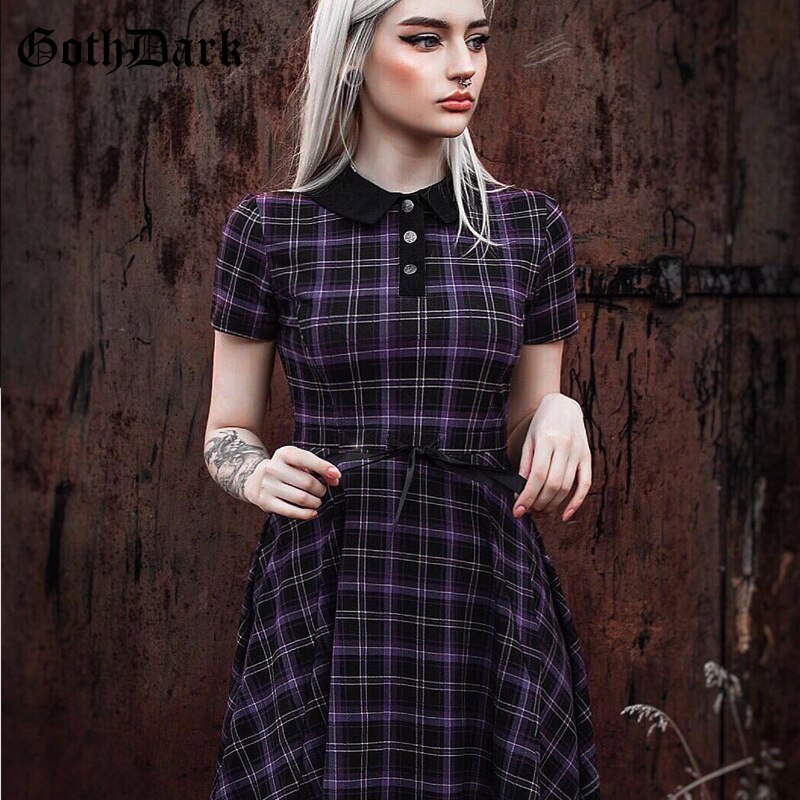 Gothic Bow Drawstring Buttton Dresses