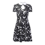 Pleated Dress Star Moon Printed