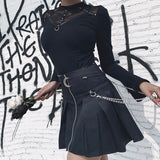 Mesh Patchwork Long Sleeve Tops T-shirts