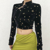 Gothic Pentagram Print Bandage Crop Tops