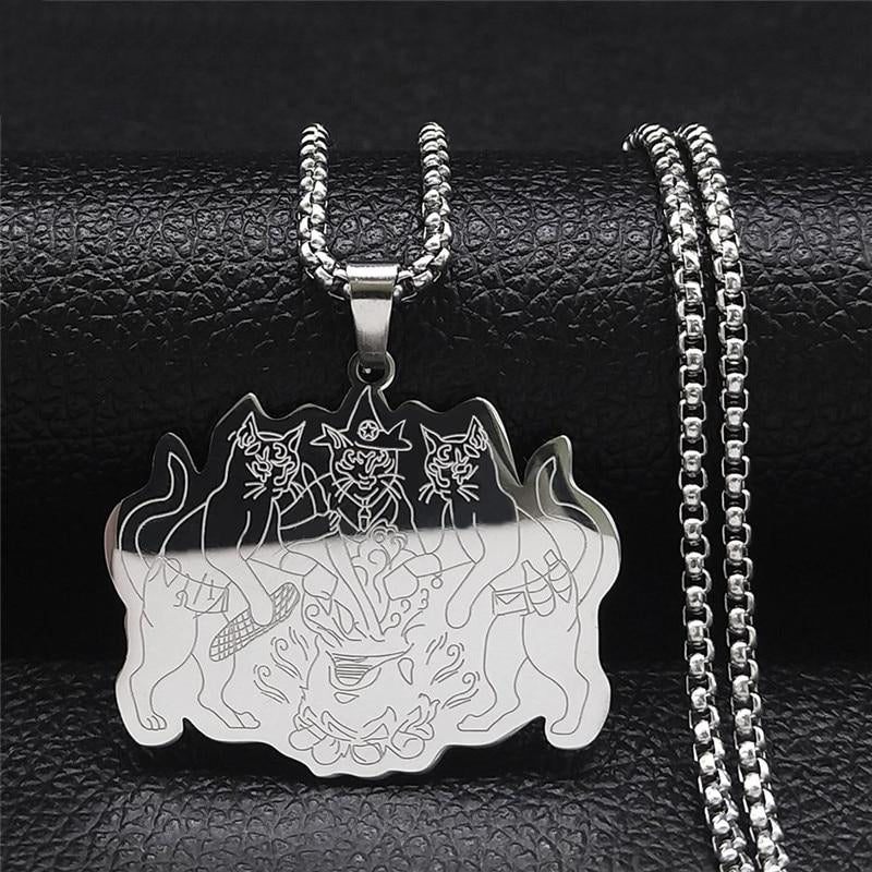 Witchcraft Cat Herbal Medicine Stainless Steel Necklace