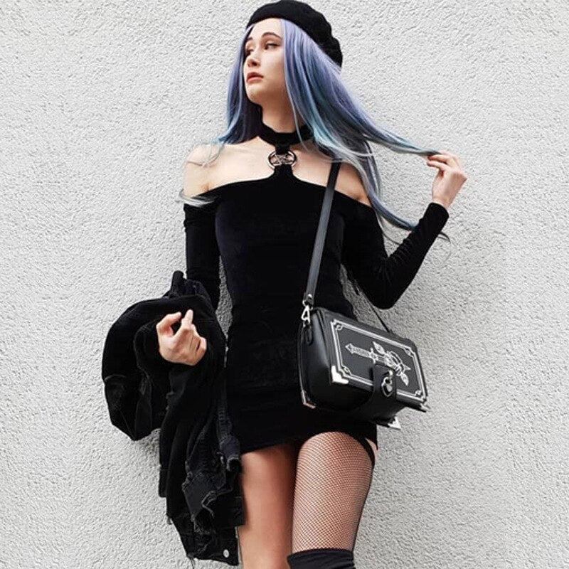 Off Shoulder Long Sleeve Mini Dress