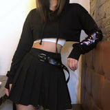 Gothic Punk Letter Pritned Cropped Hoodie