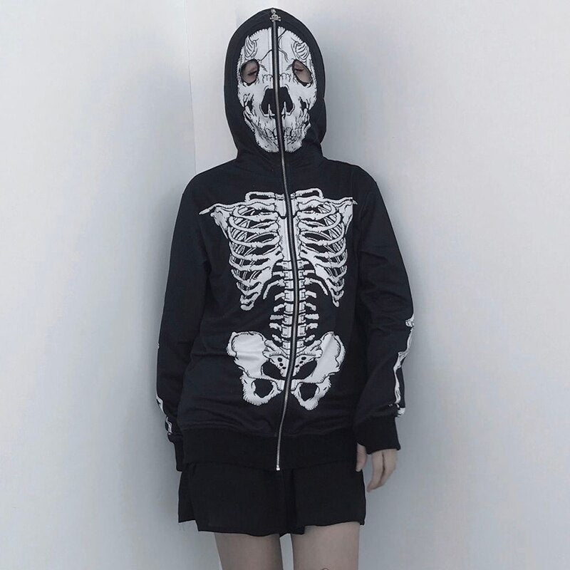 Skull Printed Hooded Halloween