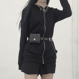 Gothic Hoodies Skull Print Zip-Up