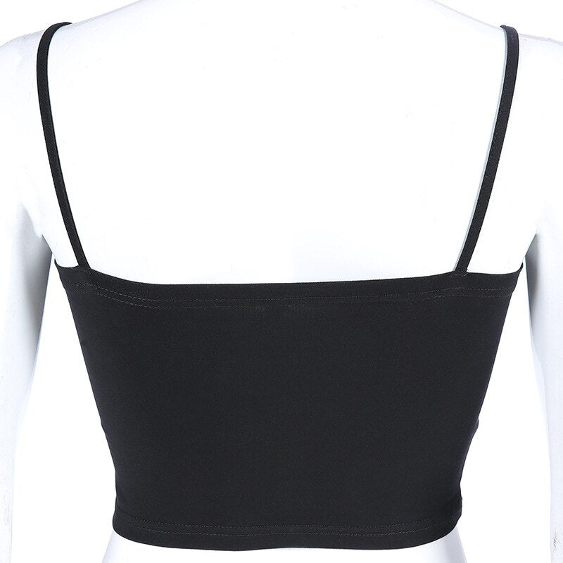 Gothic Tank Tops Backless Letter Print