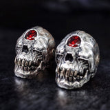 Gothic Skull Ring Red Crystal On The Forehead