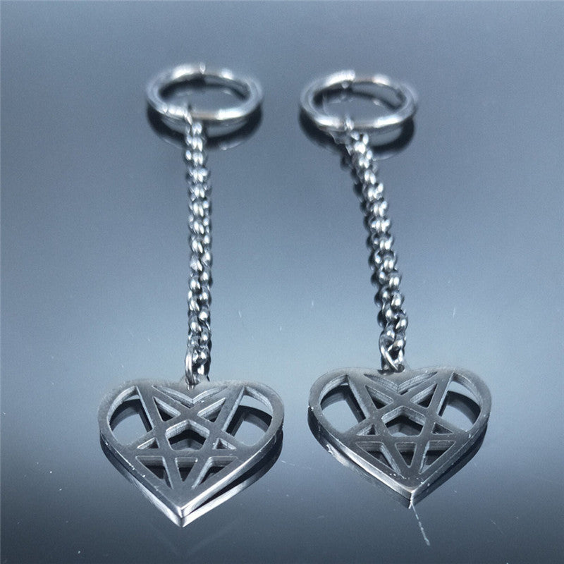 Gothic Heart Pentagram Witchcraft Earring