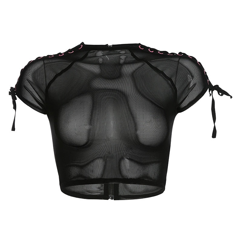Separated Sleeve of Mesh Tops