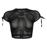 Separated Sleeve of Mesh Tops
