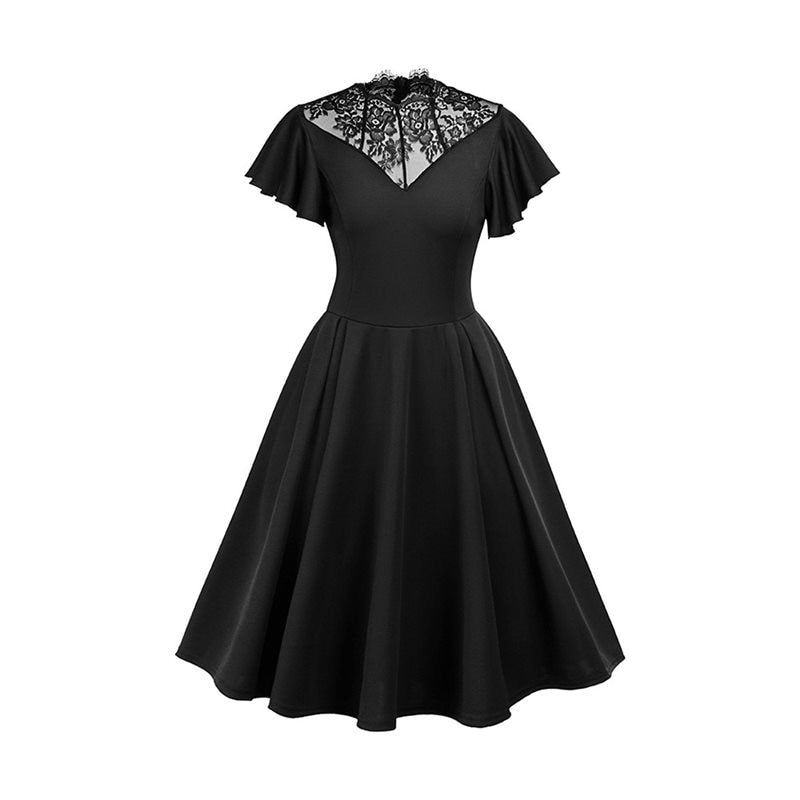 Stitching Lace Black Dresses Sexy