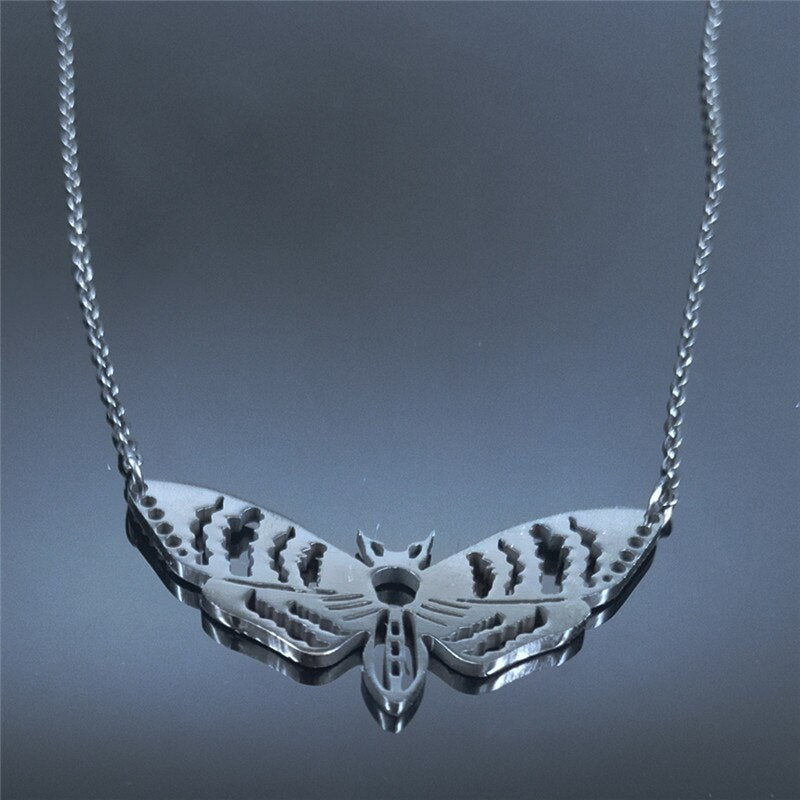 Gothic Moth Necklace Pendant