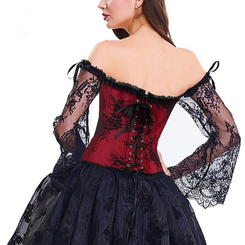 Steampunk Corset Sexy Long Sleeve Lace