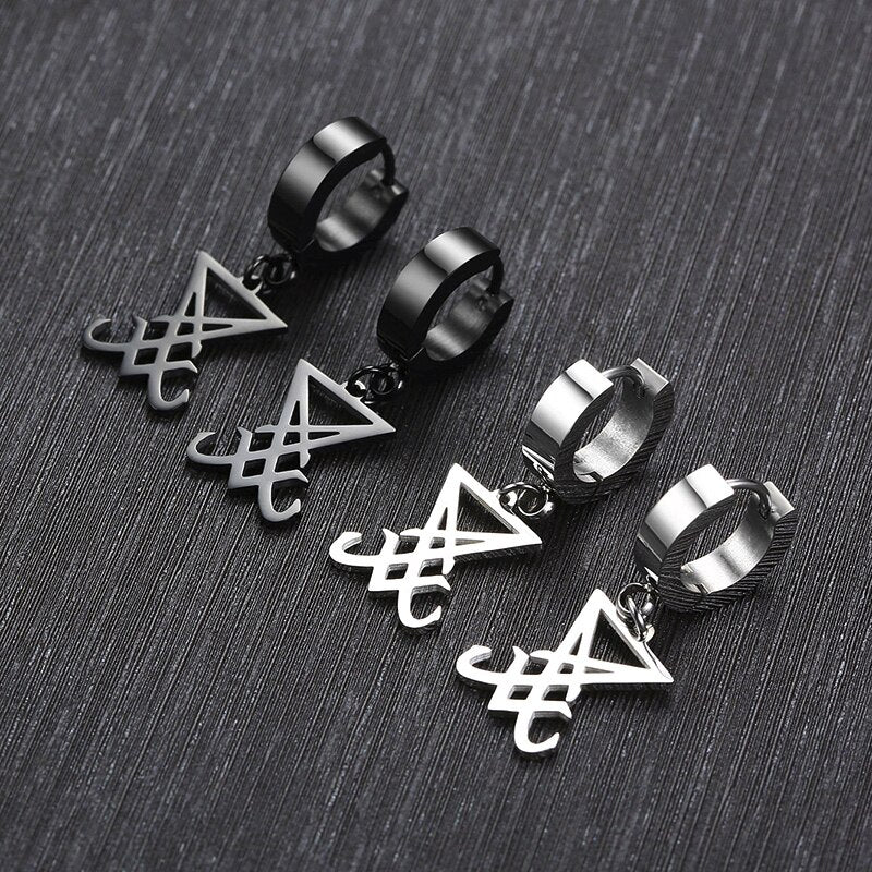 Earrings Sigil Of Lucifer Satanic Symbol