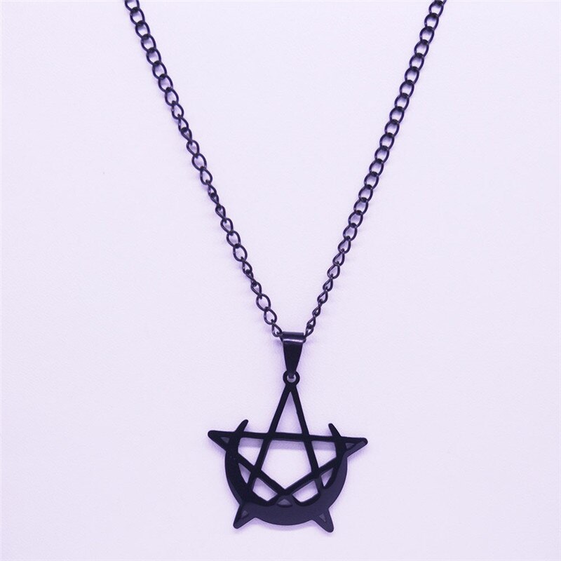 Gothic Moon and Pentagram Witchcraft Necklaces Pendants