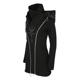 Gothic Punk Women Hooded Double Zipper