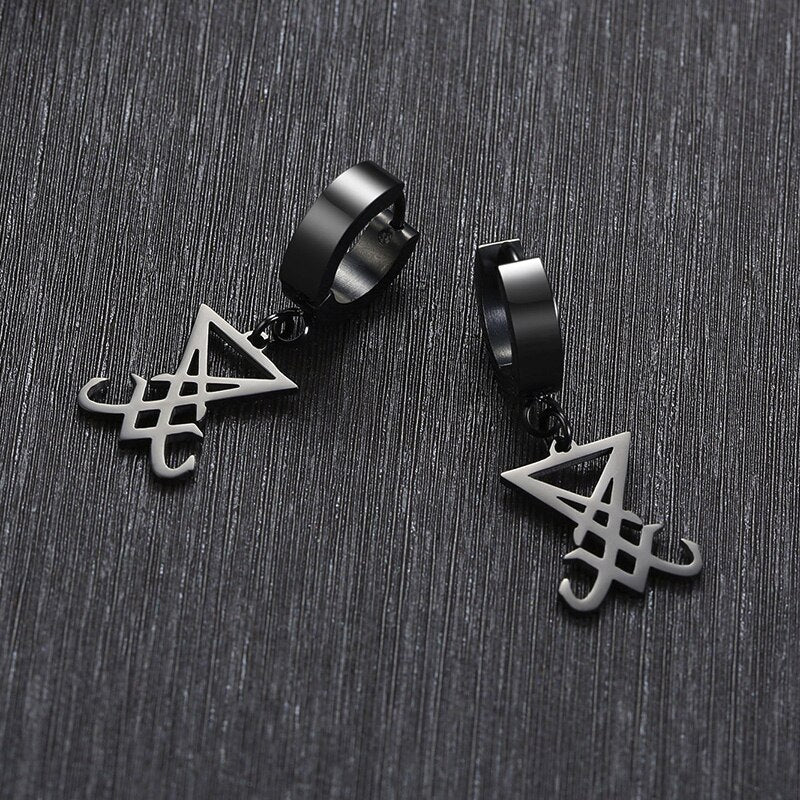 Earrings Sigil Of Lucifer Satanic Symbol