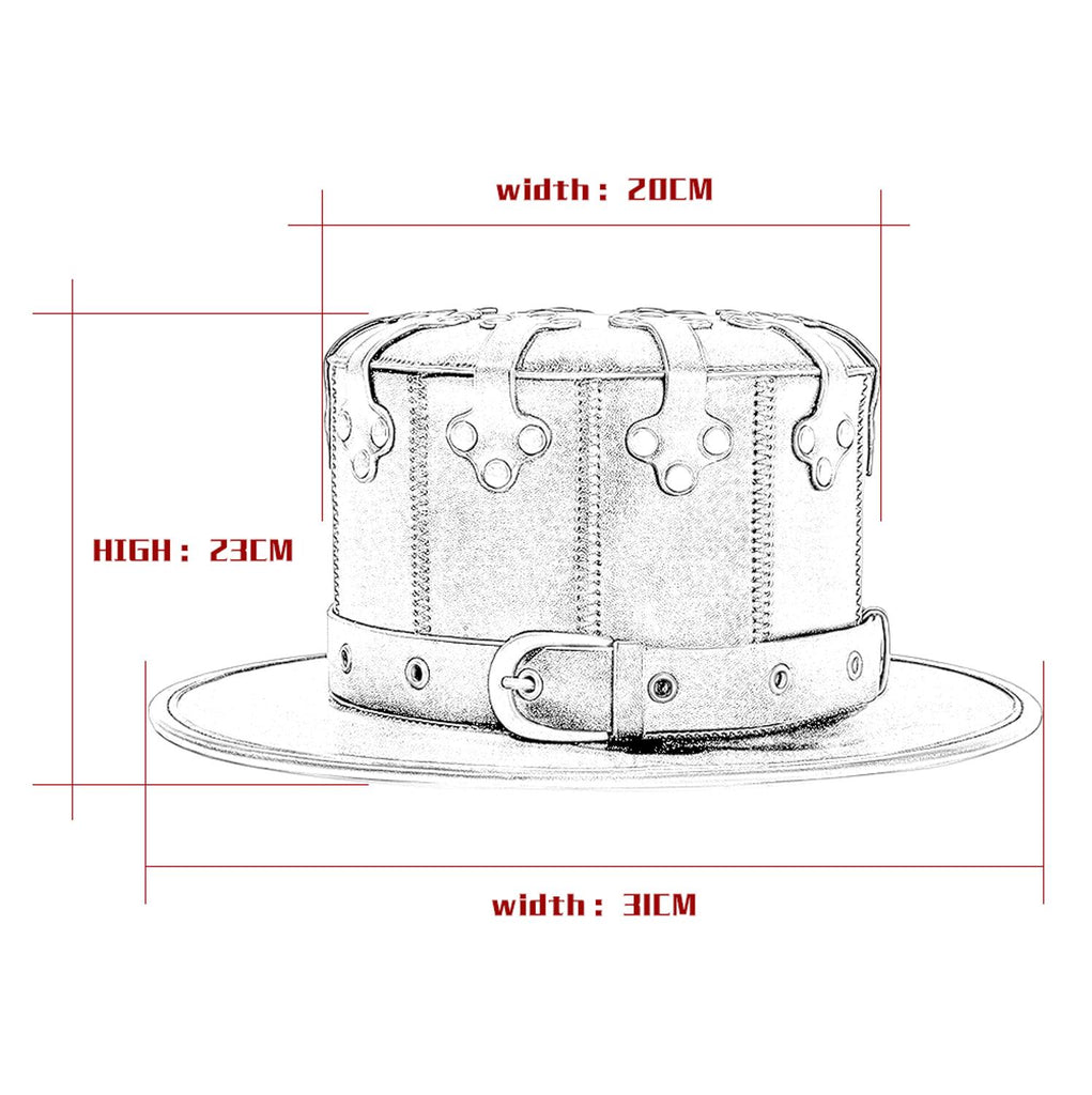 Gothic Black Riveted PU Leather Hat Halloween