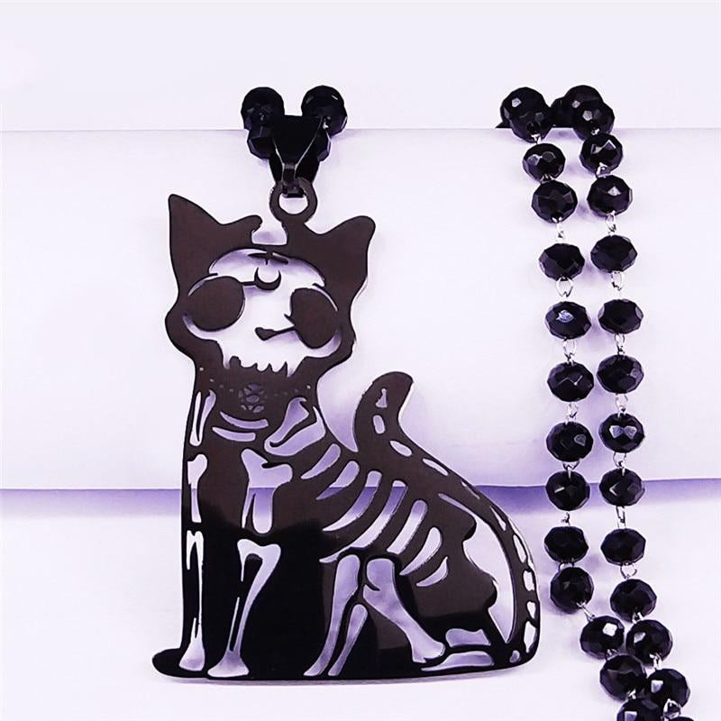 Witch Moon Cat Skull Necklace