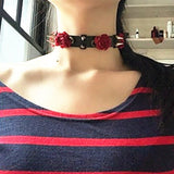Leather Black Nacklace Rose Women Chockers
