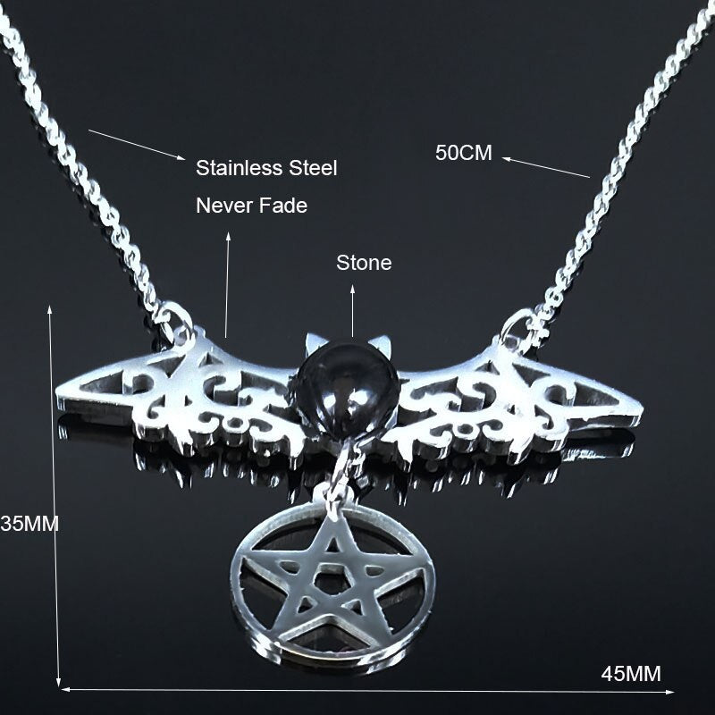 Gothic Bat Necklaces Pentagram