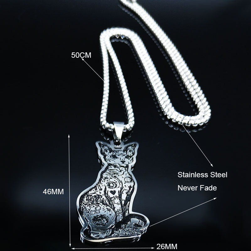 Sphynx Cat Stainless Steel Necklace Pendant