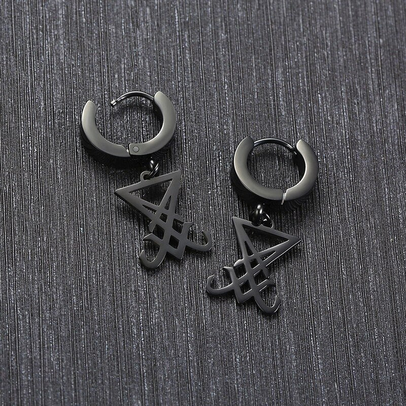 Earrings Sigil Of Lucifer Satanic Symbol