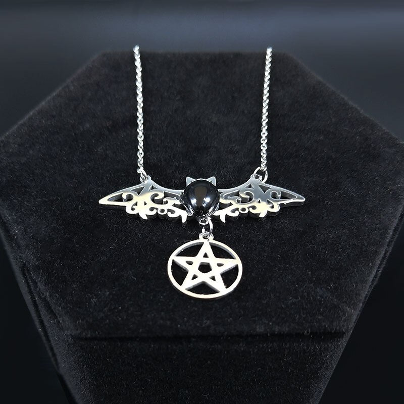 Gothic Bat Necklaces Pentagram