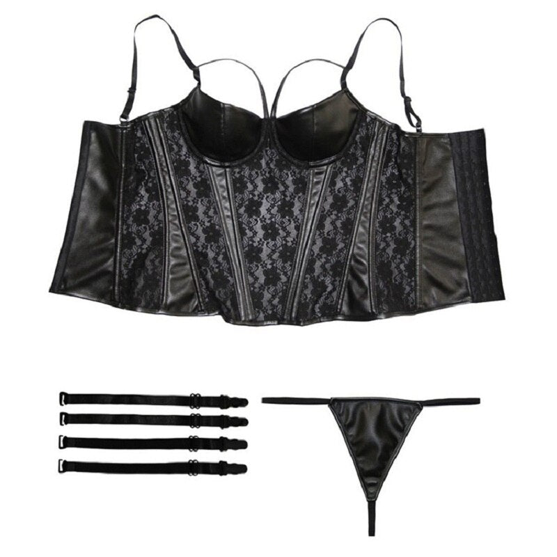 Sexy Corset Synthetic Leather Lace Steampunk