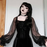 Gothic Mesh Long Sleeve Dress