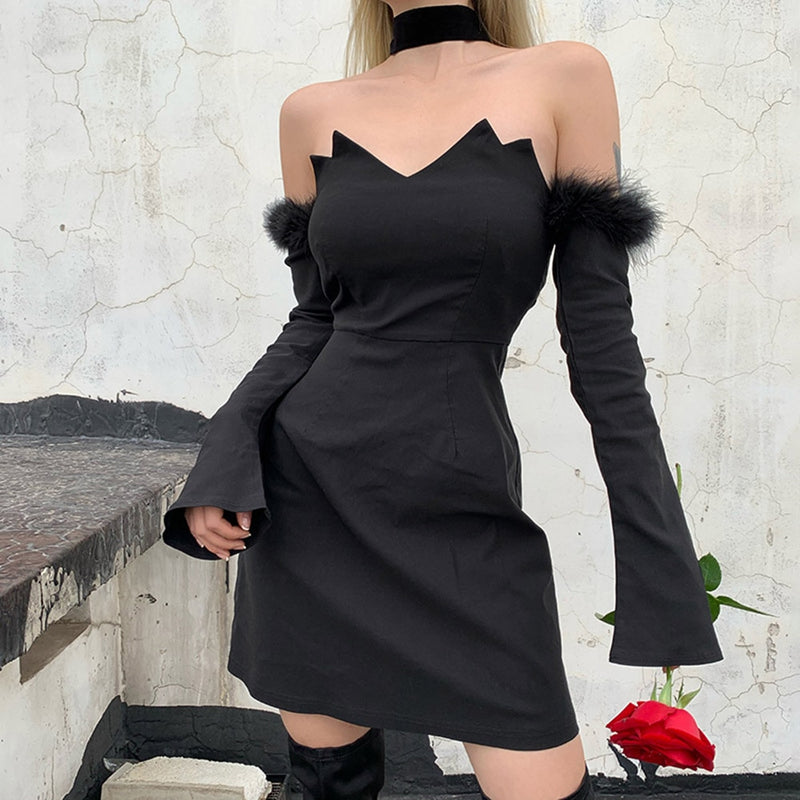 Elegant Black Patchwork Dress