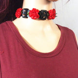 Leather Black Nacklace Rose Women Chockers