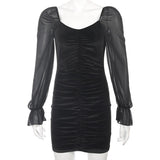 Gothic Sexy Dress Mesh Patchwork Sleeve