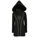 Gothic Punk Women Hooded Double Zipper