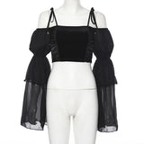 Shoulder Sexy Crop Top Long Sleeve
