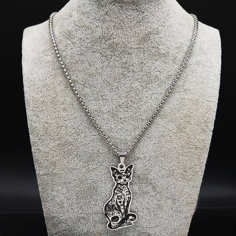 Sphynx Cat Stainless Steel Necklace Pendant