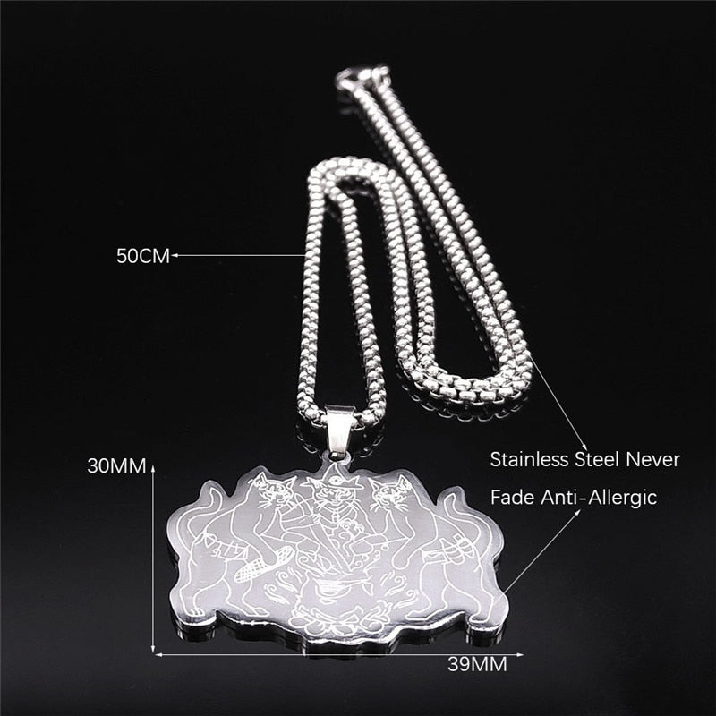 Witchcraft Cat Herbal Medicine Stainless Steel Necklace