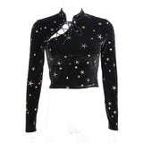 Gothic Pentagram Print Bandage Crop Tops