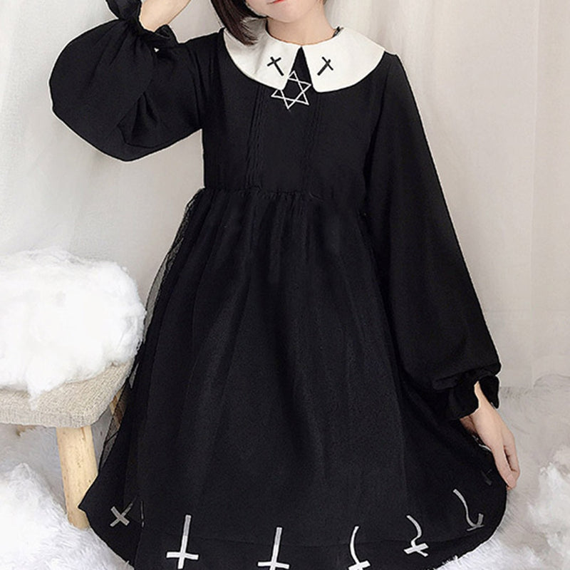 Gothic Lolita Dress Hexagram Cross Print