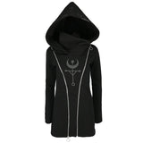 Gothic Punk Women Hooded Double Zipper