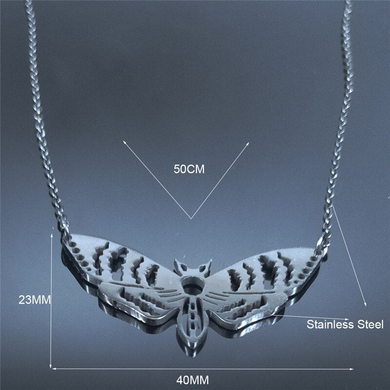 Gothic Moth Necklace Pendant