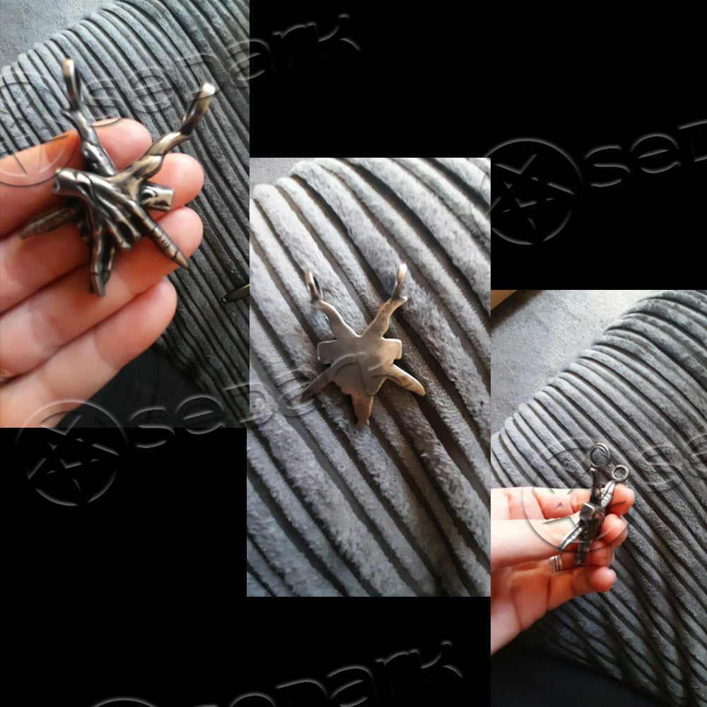 Cult Satan Pentagram Silver Color Pendant Necklace, Men's Gothic Satanic Punk Jewelry Accessory