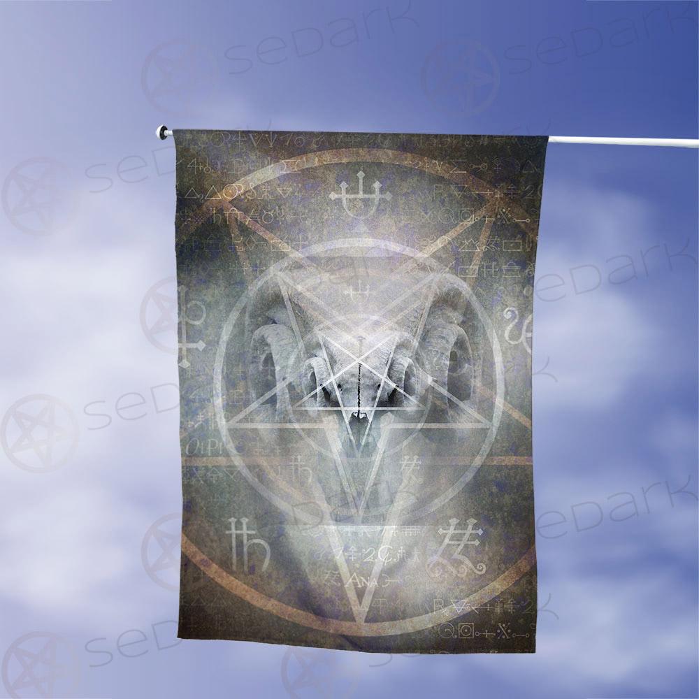 BLACK MASS MONTAGE OCCULT GOAT SKULL SDN-1012 Flag
