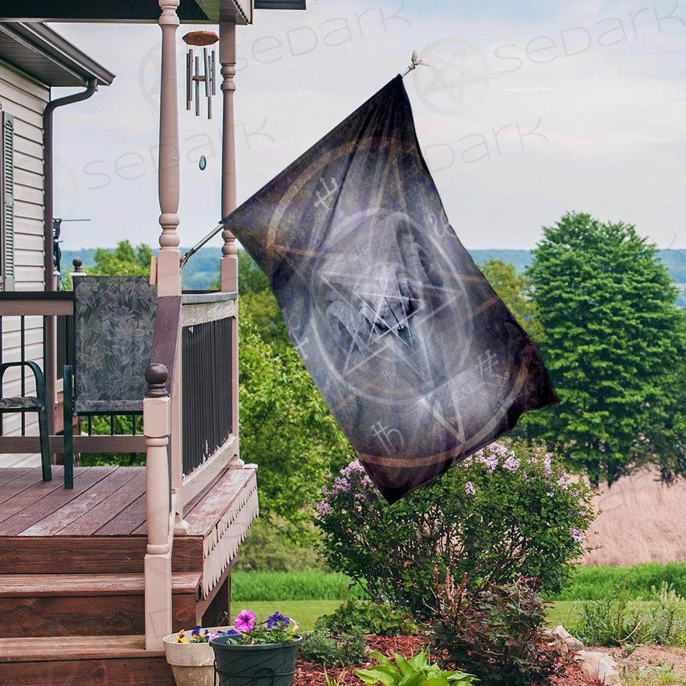 BLACK MASS MONTAGE OCCULT GOAT SKULL SDN-1012 Flag